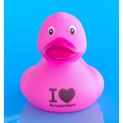 DUCKY TALK I LOVE Amsterdam Roze  Eendjes met tekst