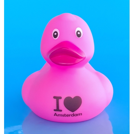 DUCKY TALK I LOVE Amsterdam Roze  Eendjes met tekst