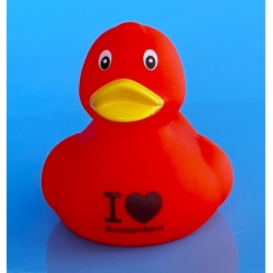 DUCKY TALK I LOVE Amsterdam Rood  Eendjes met tekst