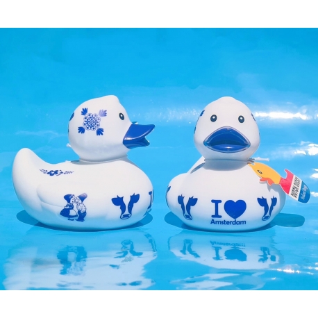 Rubber duck Delfts Blue DUTCH DUCKY I LOVE AMSTERDAM  Dutch Ducky