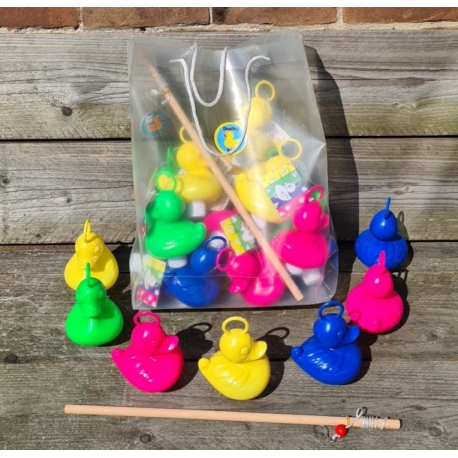 DUCKYbag 16 ente groß mit Haken und 1 angelrute 45 cm  Kermisenten