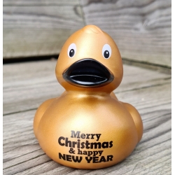 DUCKY TALK Merry Christmas & happy NEW YEAR Gold  Enten mit tekst