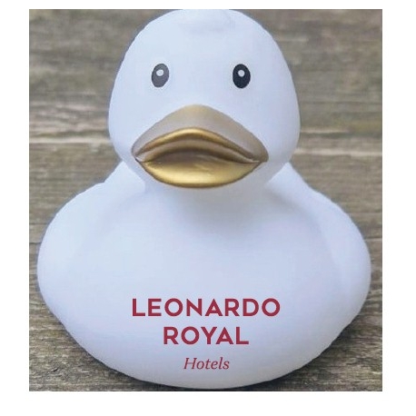 LEONARDO badeend 300 wit + 200 goud met logo  Wit