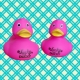 DUCKY TALK LUCKY DUCKY fluor roze  Eendjes met tekst