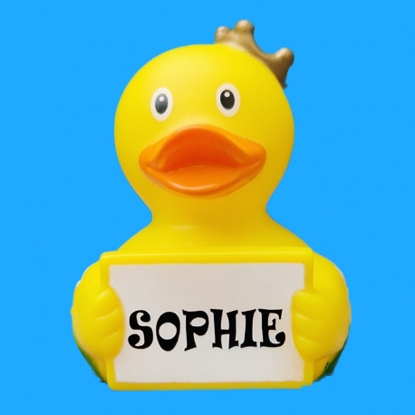 Gummiente Schild mit Name oder Text Krone  Home