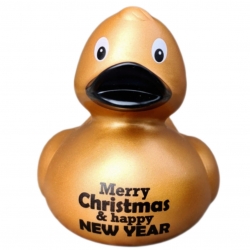 DUCKY TALK Merry Christmas & happy NEW YEAR gold  Ducks with text