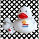 Badeend wit met zilveren snavel 8.5 cm B  Wit