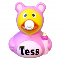 Rubber duck baby pink with NAME DR  Babyshower gift