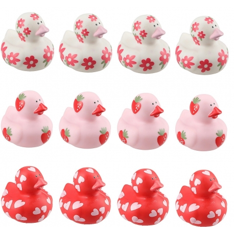 Rubber duck Love heart, flower and strawberry (per 3)  Mini ducks