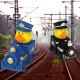 Badeend mini Trein/ Conducteur blauw  Mini eendjes
