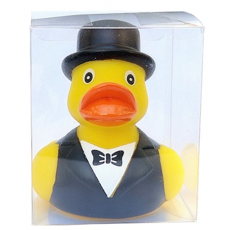 Badeend Bruidspaar Bruidegom B in doosje  Huwelijks bedankjes