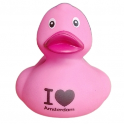 DUCKY TALK I LOVE Amsterdam Pink  Ducks with text
