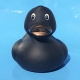 Gummi-ente schwarz mit Goldbronze Schnabel 8.5 cm B  Schwarz