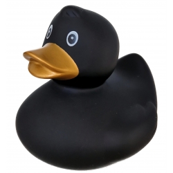 Gummi-ente schwarz mit Goldbronze Schnabel 8.5 cm B  Schwarz