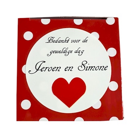 Sticker Bedankt voor de gezellige dag red heart (24 pieces)  Stickers