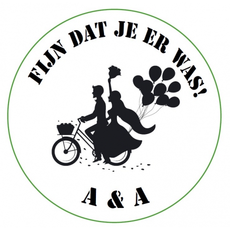 Sticker bruidspaar fiets (24 stuks)  Stickers