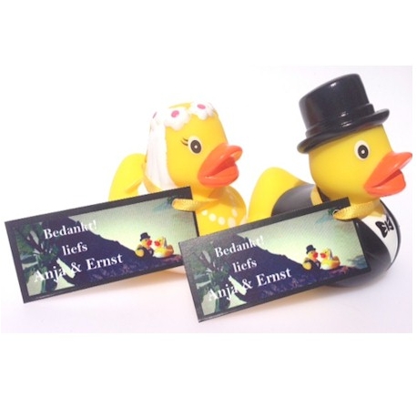 Rectangle label wedding ducks beach (25 pieces)  Labels &  pers. message
