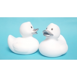 Rubberduck white silver beak 8 cm B  White