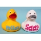 Badeend geel met rode snavel 8 cm B  Geel