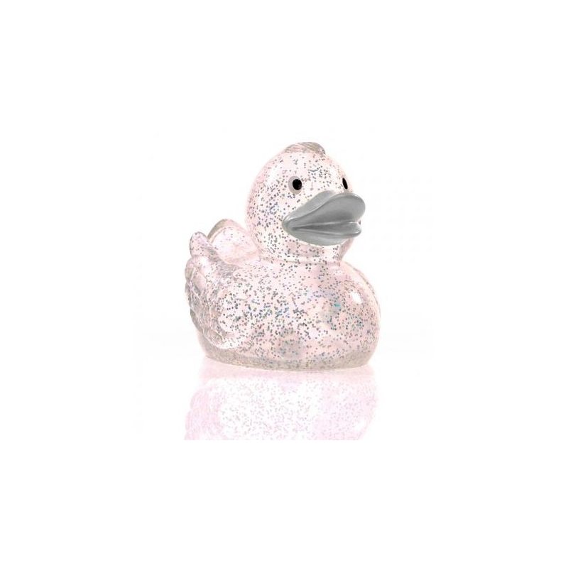 Gummi ente Ducky 7,5 cm DR glitzer silber