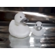 Badeend wit met zilveren snavel 8.5 cm B  Wit