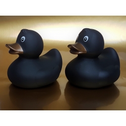 Gummi-ente schwarz mit Goldbronze Schnabel 8 cm B  Schwarz