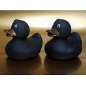 Gummi-ente  schwarz mit Goldbronze Schnabel  8 cm B