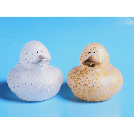 Rubber duck mini glitter gold & silver (per 2)  Mini ducks