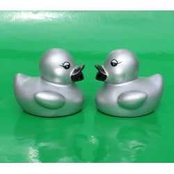 Rubber duck mini silver B 5 cm  Silver