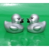 Rubber duck mini silver B 5 cm