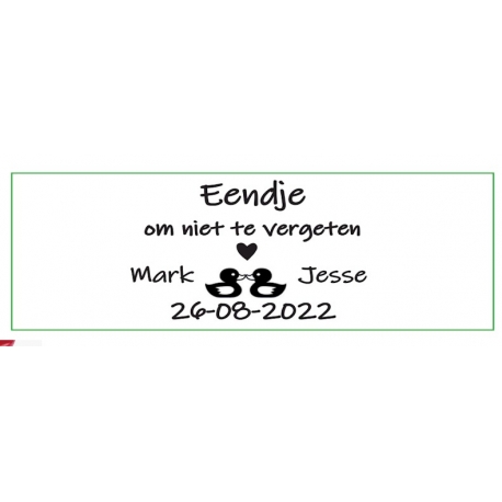 Rectangle label wedding Eendje om niet te vergeten. Heart (25 pieces)  Labels &  pers. message